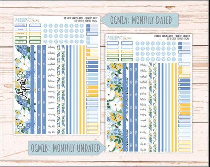 APRIL 2026 Stickers for Large Nancy & Anne Planners (Formerly Original Size). For Laurel Denise Planners. "Bee's Knees Flowers" || OG