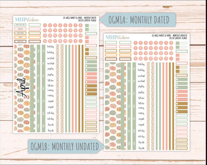 APRIL 2026 Stickers for Large Nancy & Anne Planners (Formerly Original Size). For Laurel Denise Planners. "Easter Garden" || OG
