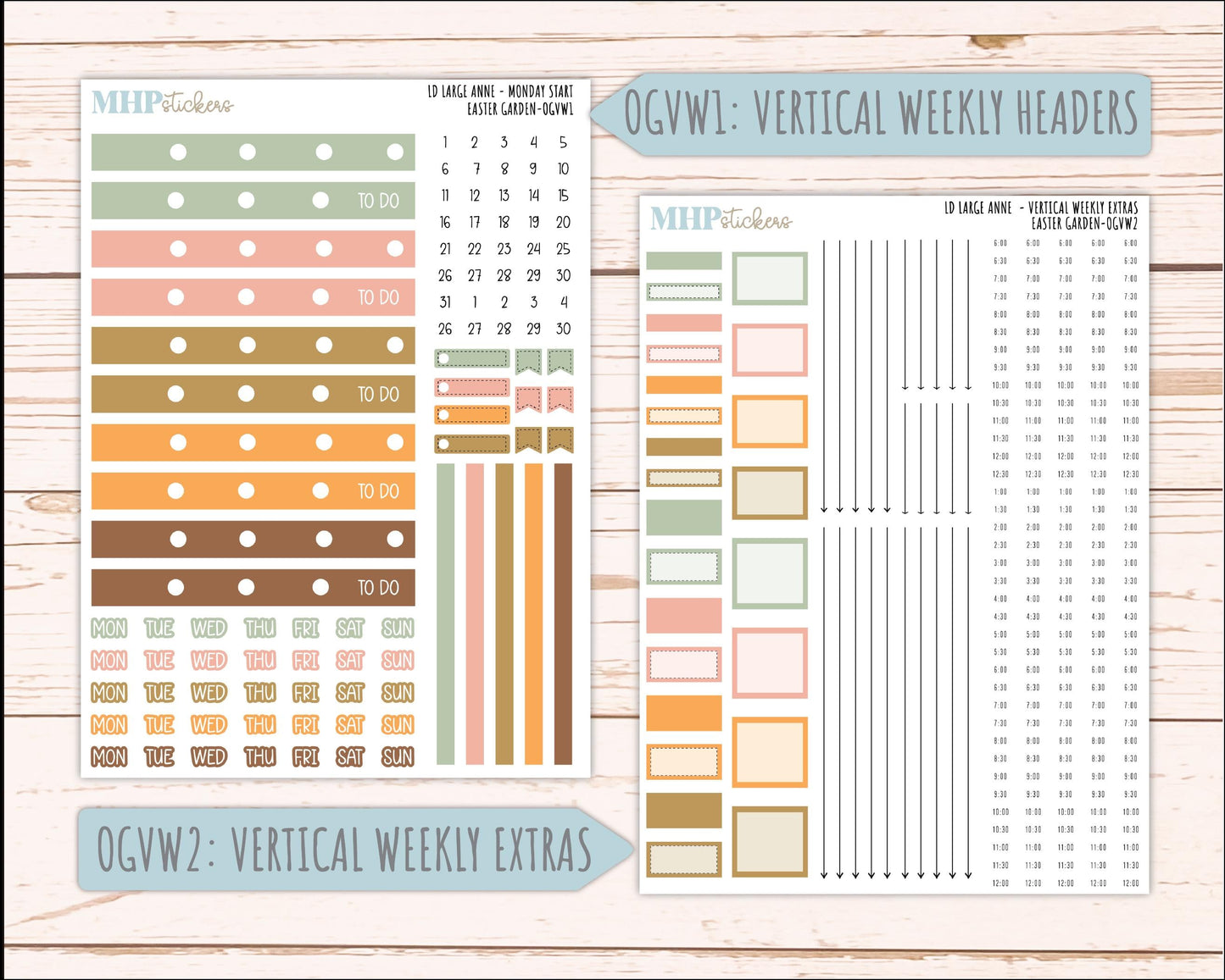 APRIL 2026 Stickers for Large Nancy & Anne Planners (Formerly Original Size). For Laurel Denise Planners. "Easter Garden" || OG