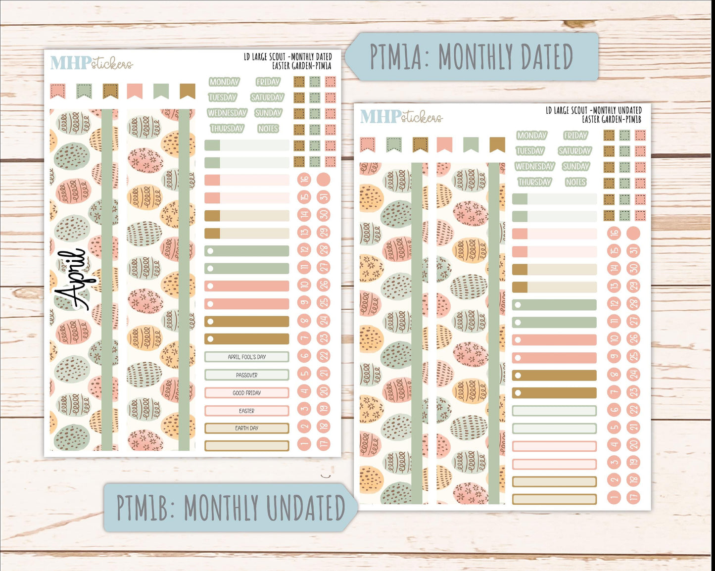 APRIL 2026 Stickers for the Large Scout Planner (formerly Portrait Planner). For Laurel Denise Planners "Easter Garden" ||PT