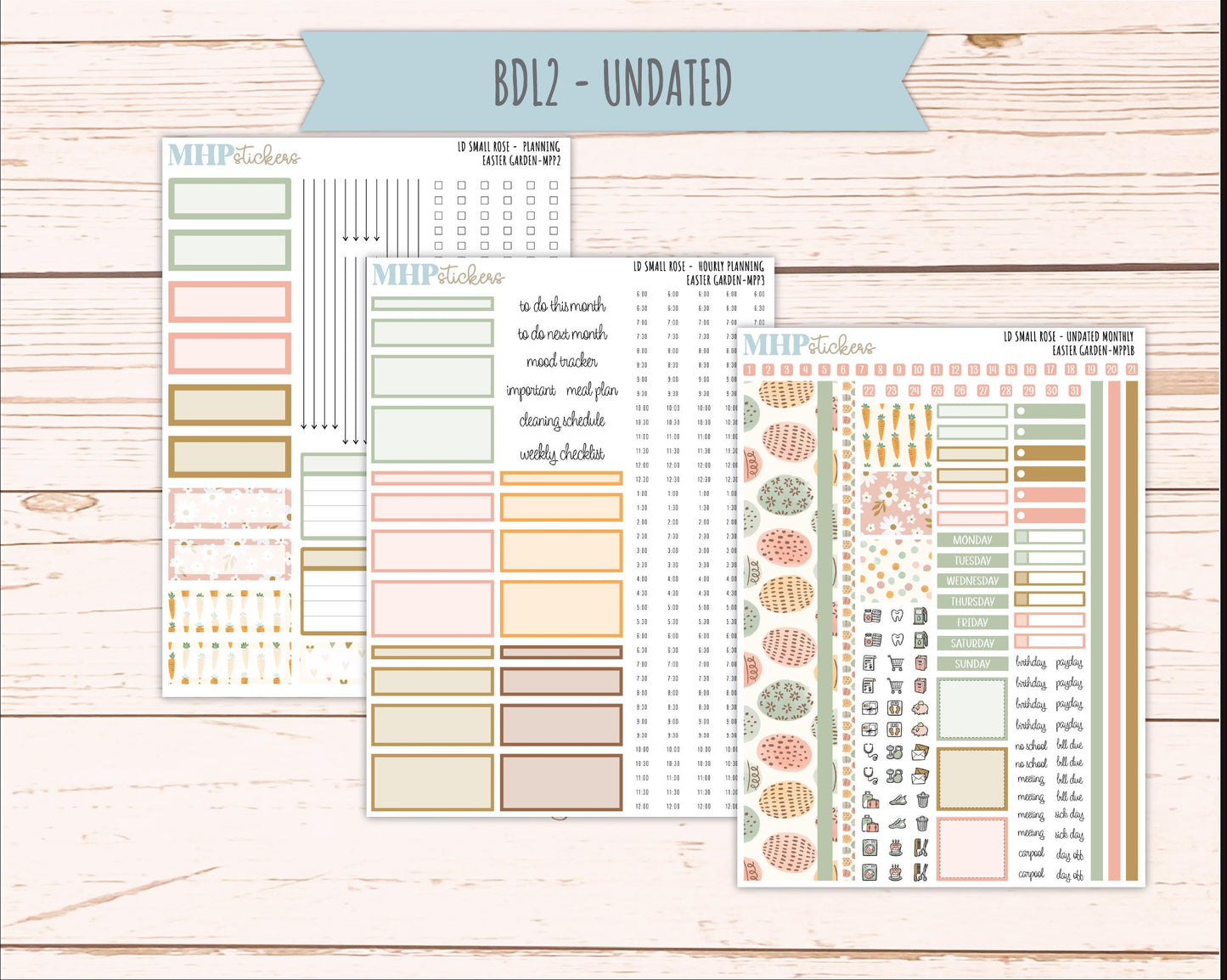 APRIL 2026 Stickers for The Small Rose Laurel Denise Planner (Formerly Mini Project Planner) "Easter Garden" || MPP