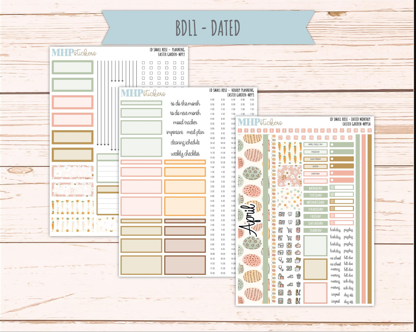 APRIL 2026 Stickers for The Small Rose Laurel Denise Planner (Formerly Mini Project Planner) "Easter Garden" || MPP
