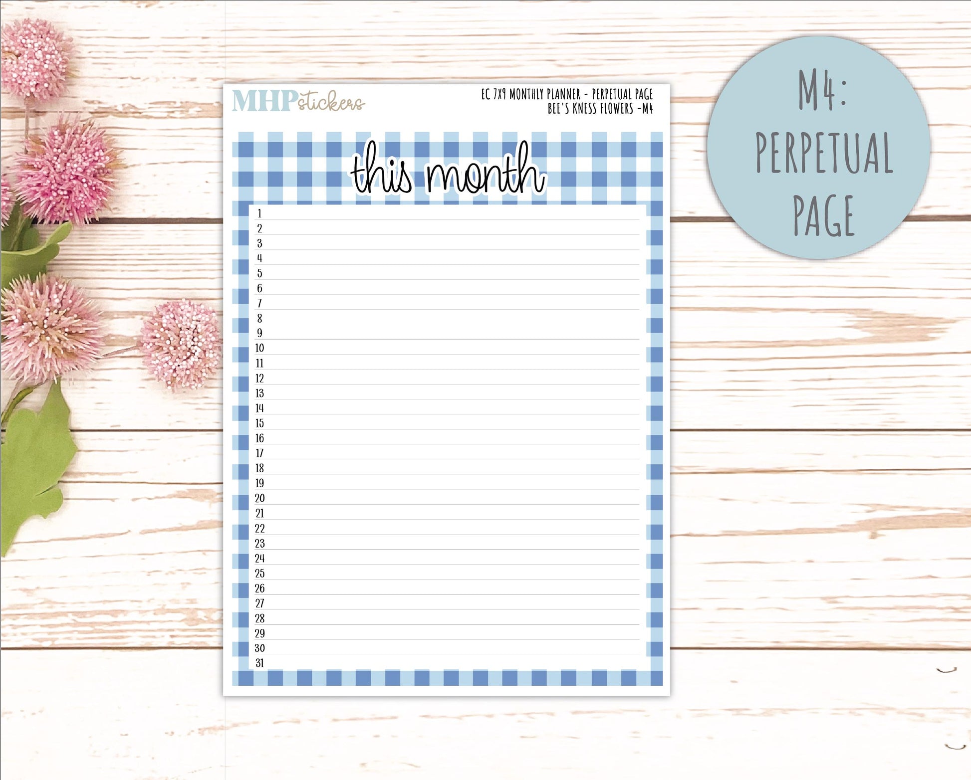 APRIL Monthly Kit for 7x9 Erin Condren Planners. 2026 Collection "Bee's Knees Flowers" || ECM