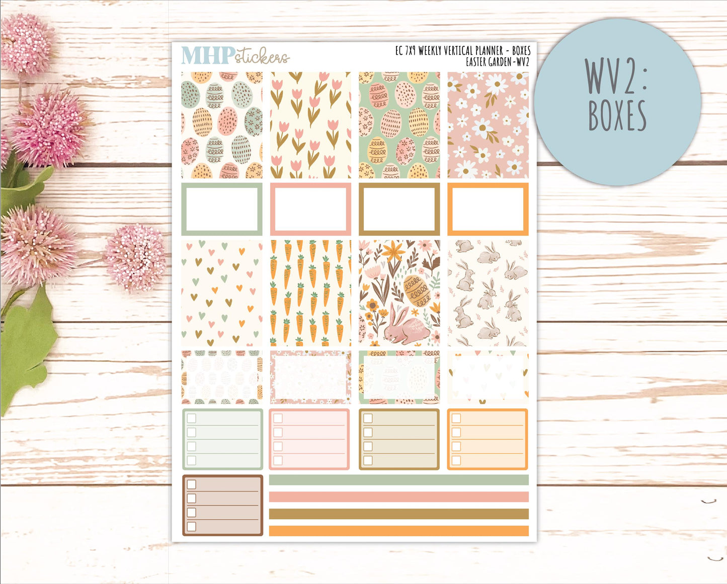 APRIL Weekly Vertical Kits for 7x9 Erin Condren Planners. 2026 Collection "Easter Garden" || ECWV