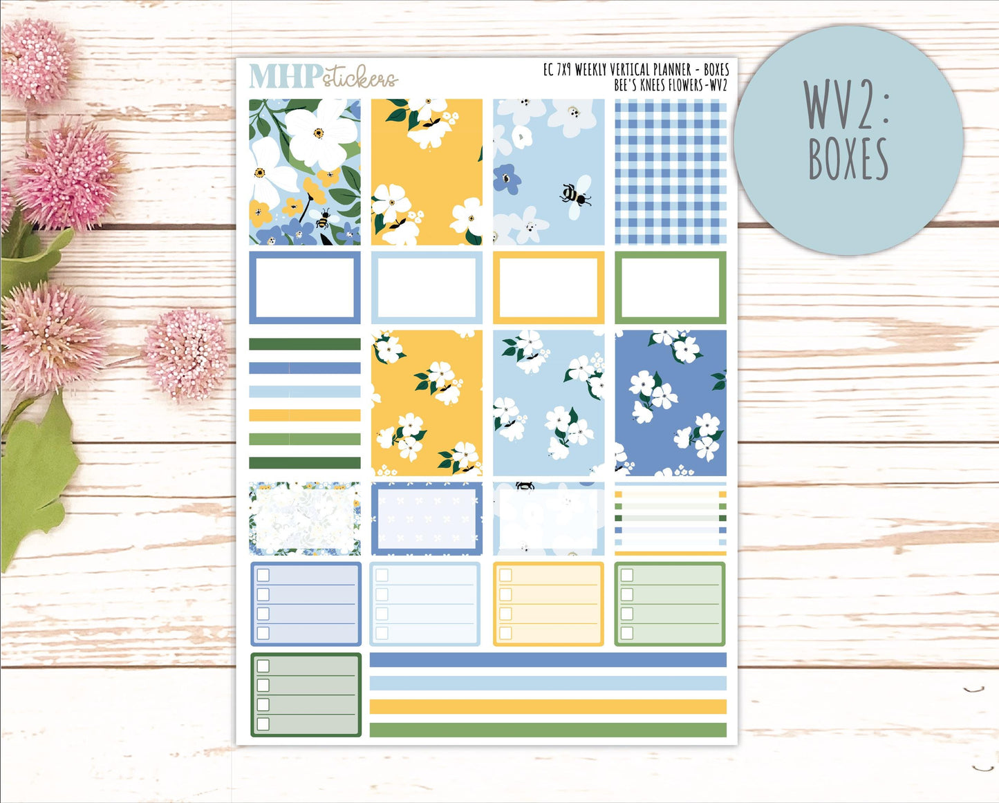 APRIL Weekly Vertical Kits for 7x9 Erin Condren Planners. 2026 Collection "Bee's Knees Flowers" || ECWV