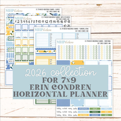 APRIL Weekly Horizontal Planning Kit for 7x9 Erin Condren Planners. 2026 Collection "Bee's Knees Flowers" || ECWH