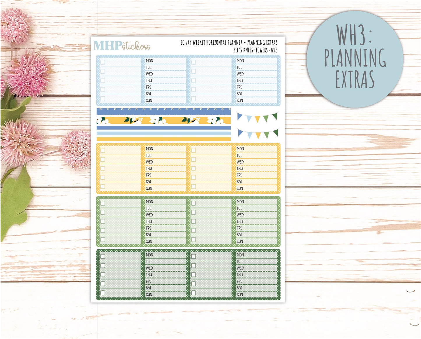 APRIL Weekly Horizontal Planning Kit for 7x9 Erin Condren Planners. 2026 Collection "Bee's Knees Flowers" || ECWH
