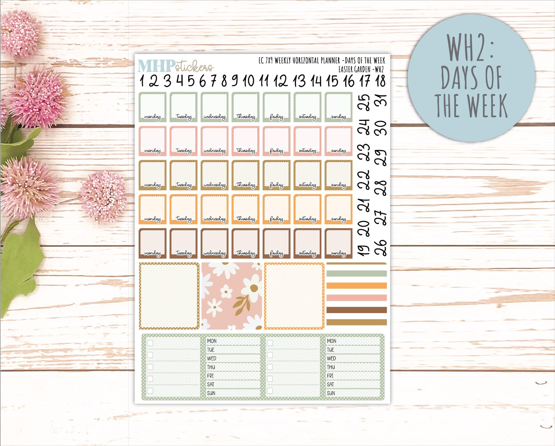 APRIL Weekly Horizontal Planning Kit for 7x9 Erin Condren Planners. 2026 Collection "Easter Garden" || ECWH
