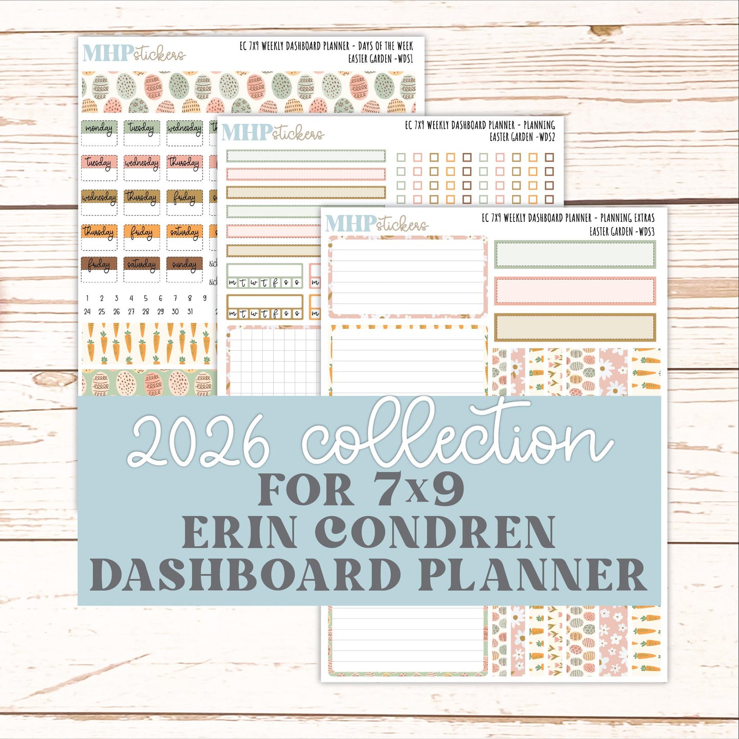 APRIL Weekly Dashboard Kit for 7x9 Erin Condren Planners. 2026 Collection "Easter Garden" || ECWDS