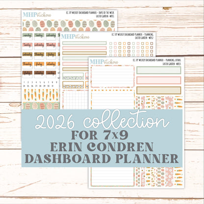 APRIL Weekly Dashboard Kit for 7x9 Erin Condren Planners. 2026 Collection "Easter Garden" || ECWDS