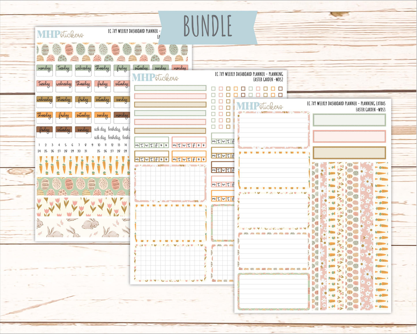APRIL Weekly Dashboard Kit for 7x9 Erin Condren Planners. 2026 Collection "Easter Garden" || ECWDS