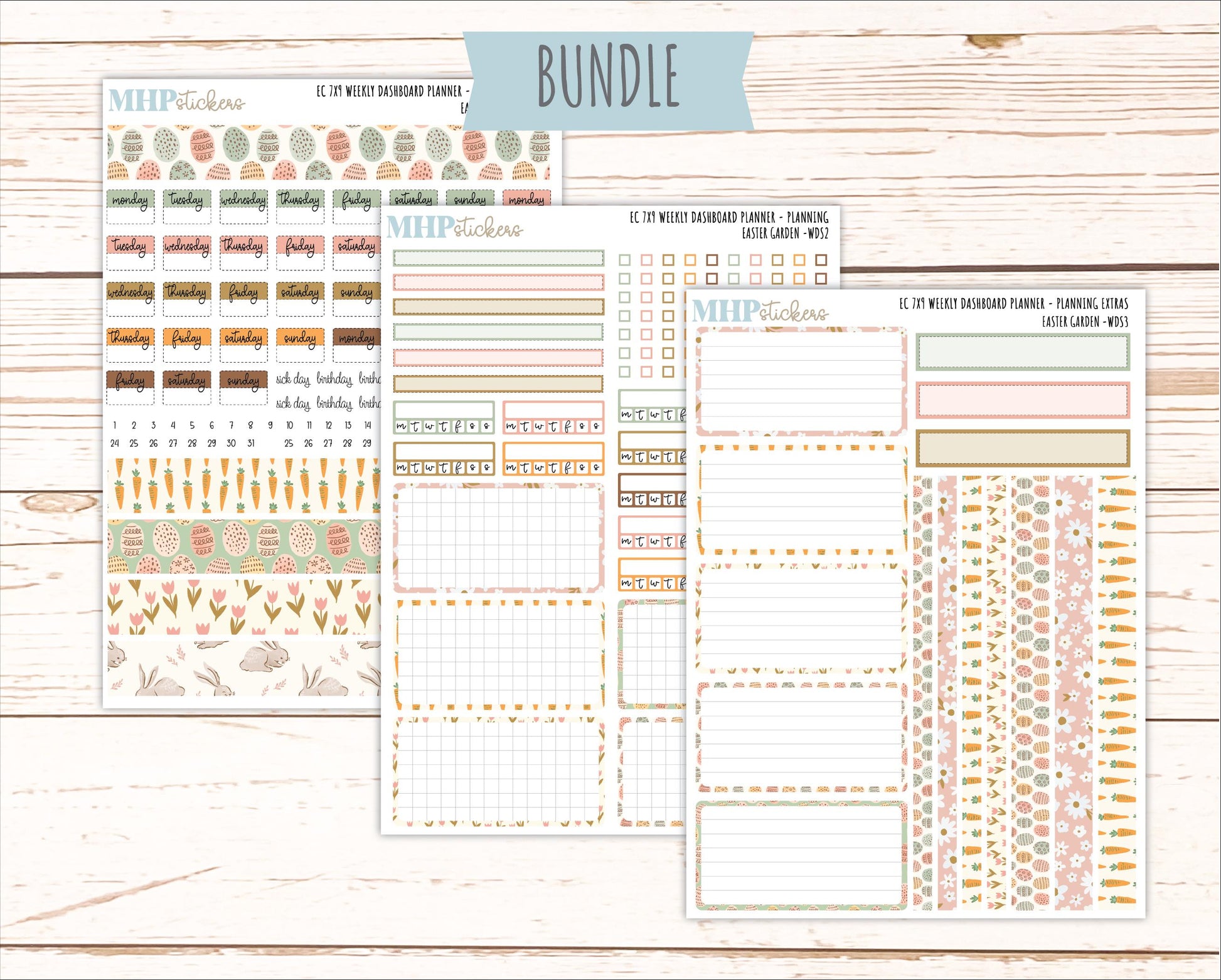APRIL Weekly Dashboard Kit for 7x9 Erin Condren Planners. 2026 Collection "Easter Garden" || ECWDS