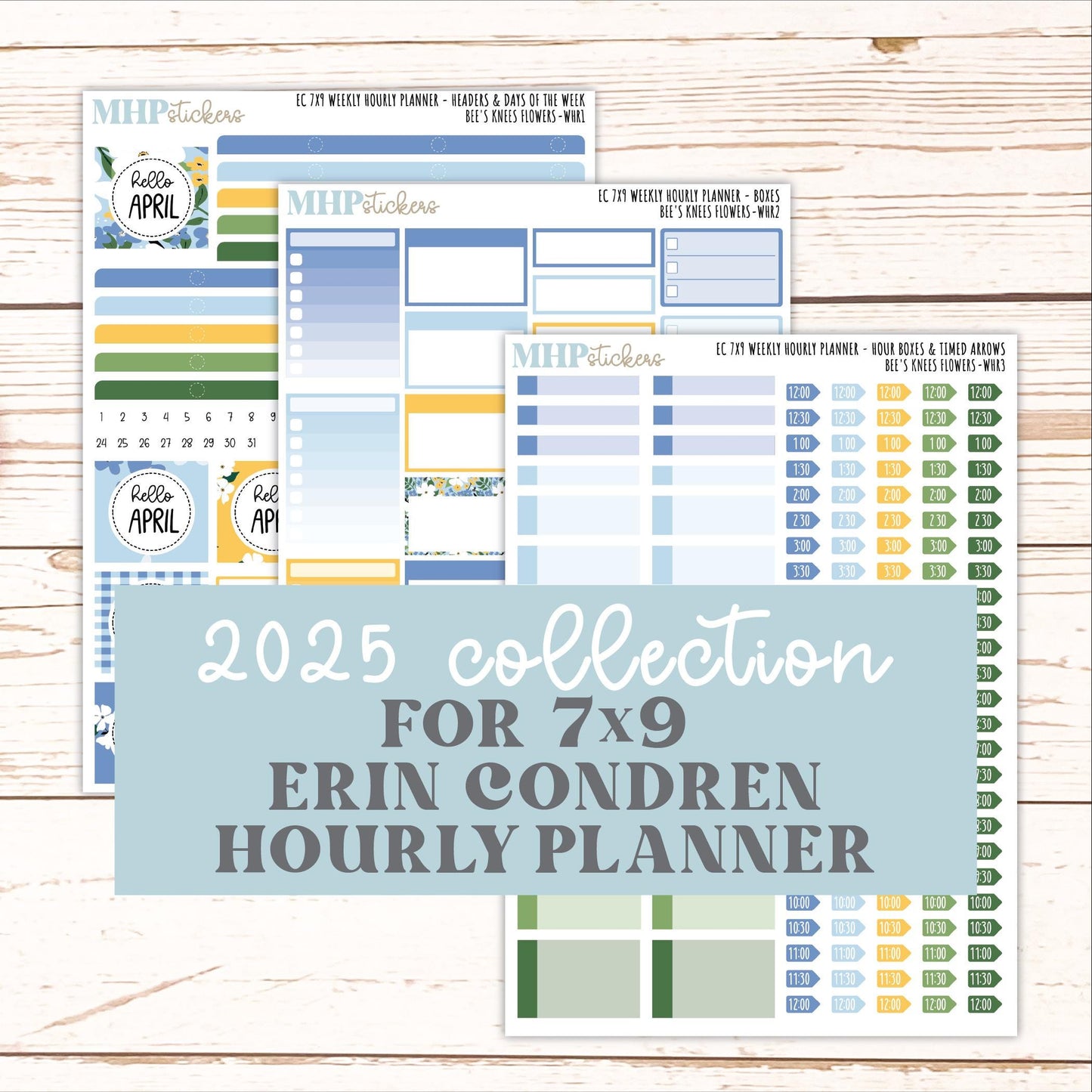 APRIL Weekly Hourly Planning Kits for 7x9 Erin Condren Planners. 2026 Collection "Bee's Knees Flowers" || ECWHR