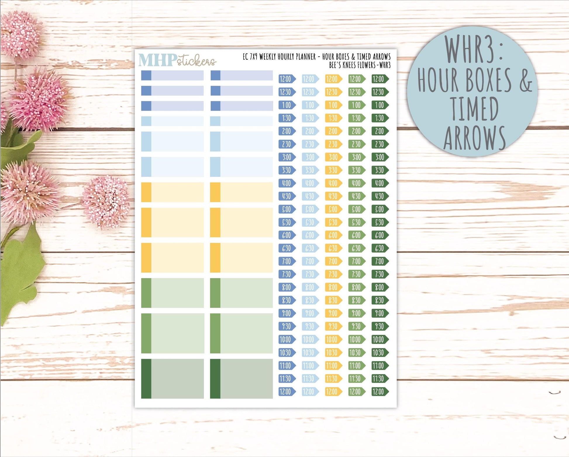 APRIL Weekly Hourly Planning Kits for 7x9 Erin Condren Planners. 2026 Collection "Bee's Knees Flowers" || ECWHR