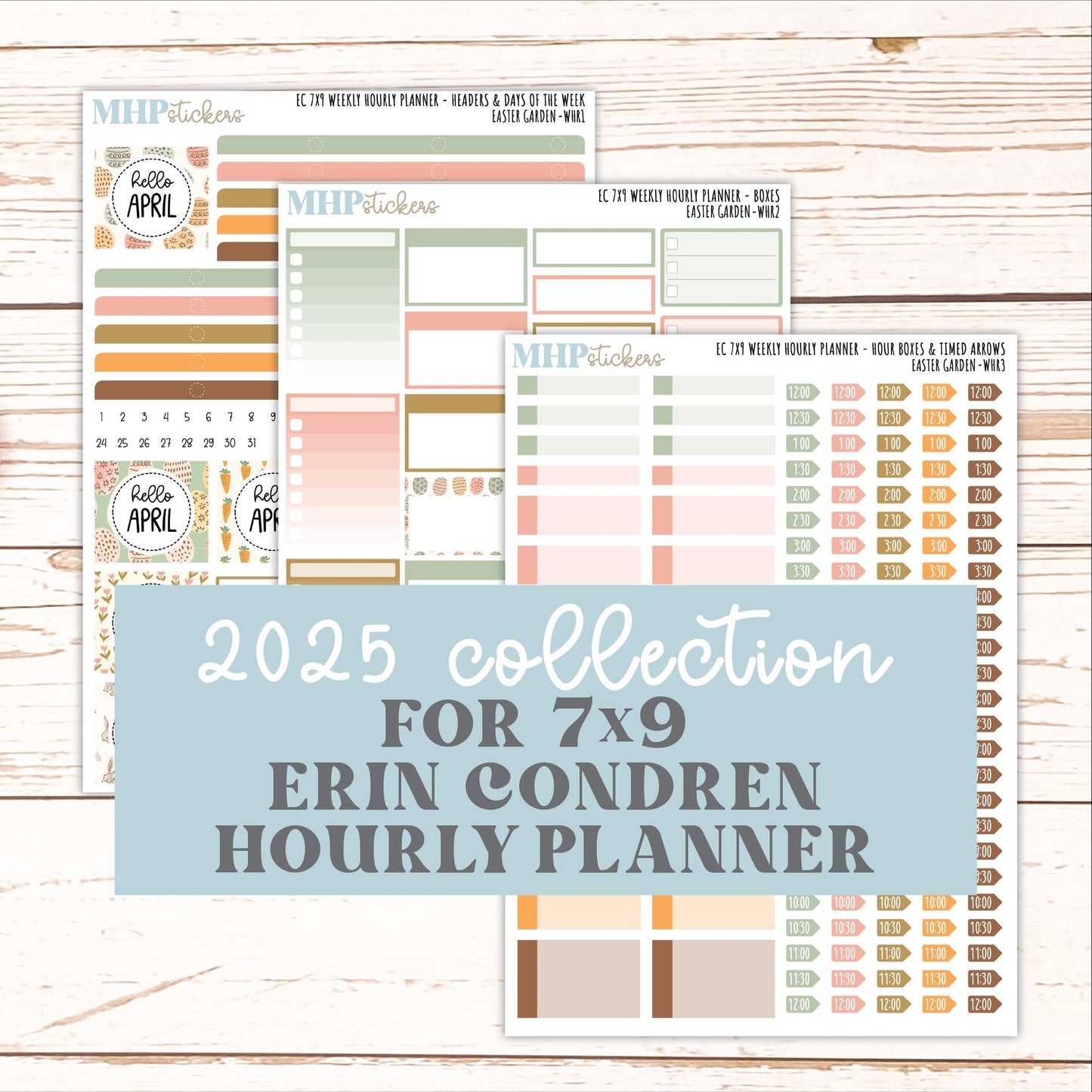 APRIL Weekly Hourly Planning Kits for 7x9 Erin Condren Planners. 2026 Collection "Easter Garden" || ECWHR