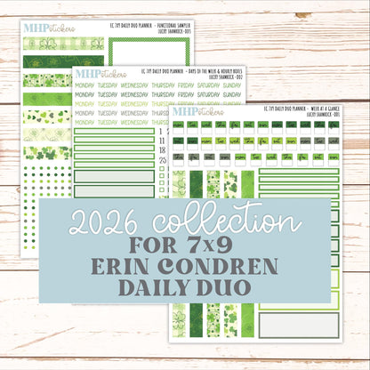 MARCH Daily Duo Sticker Kit for 7x9 Erin Condren Planners. 2026 Collection "Lucky Shamrock" || ECDD