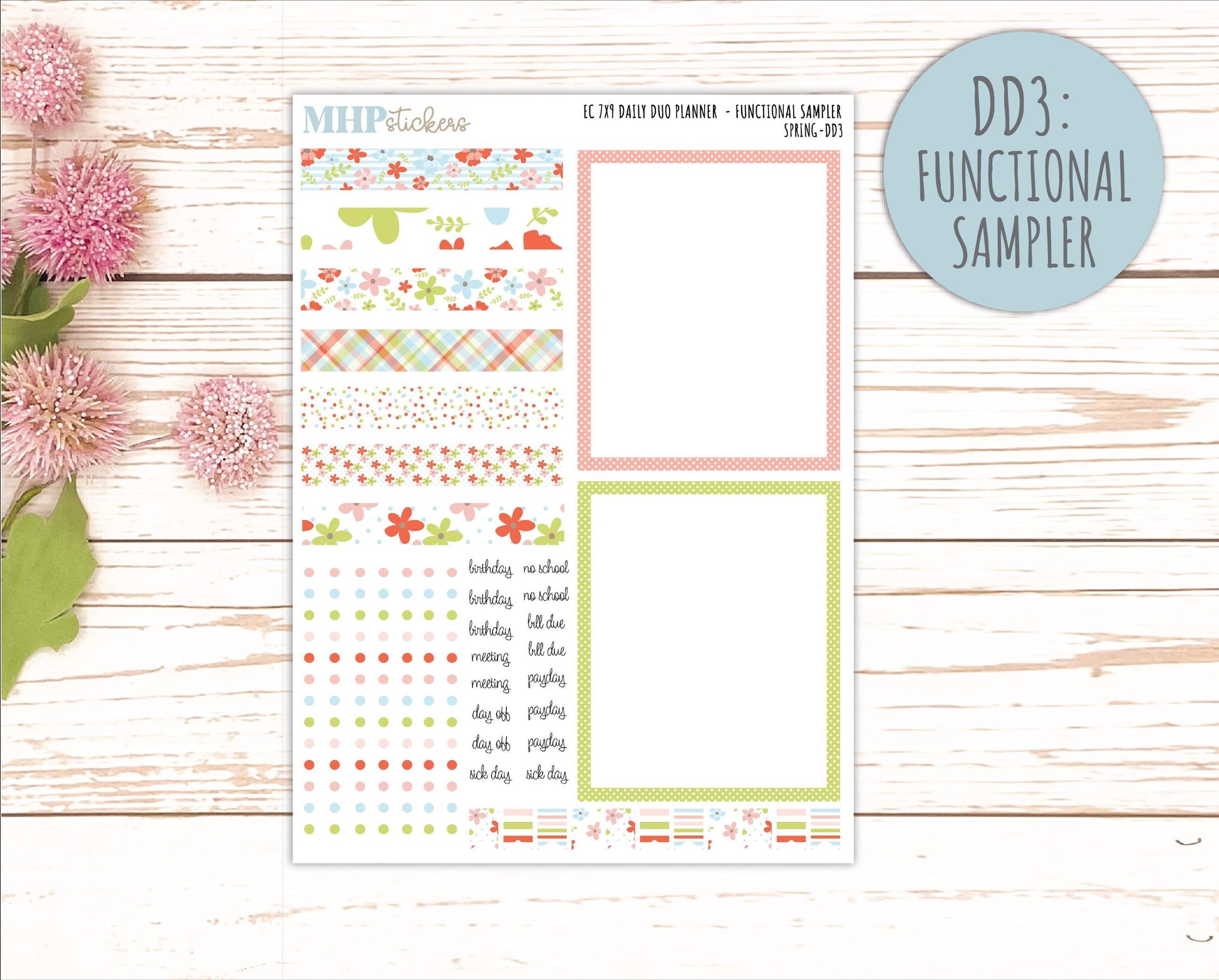 MARCH Daily Duo Sticker Kit for 7x9 Erin Condren Planners. 2026 Collection "Spring" || ECDD