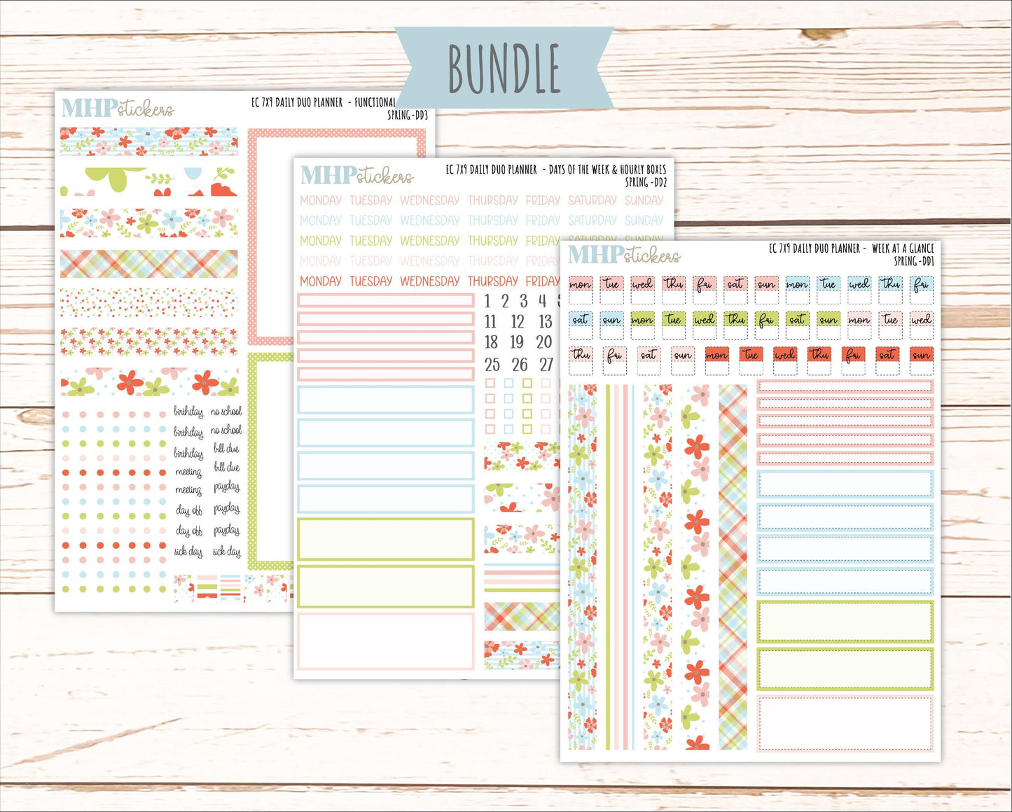 MARCH Daily Duo Sticker Kit for 7x9 Erin Condren Planners. 2026 Collection "Spring" || ECDD