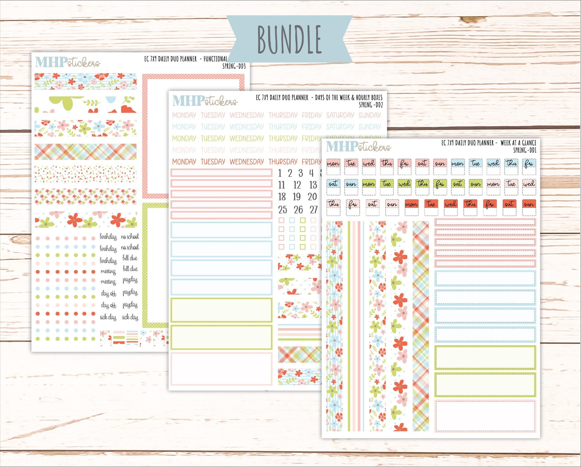 MARCH Daily Duo Sticker Kit for 7x9 Erin Condren Planners. 2026 Collection "Spring" || ECDD