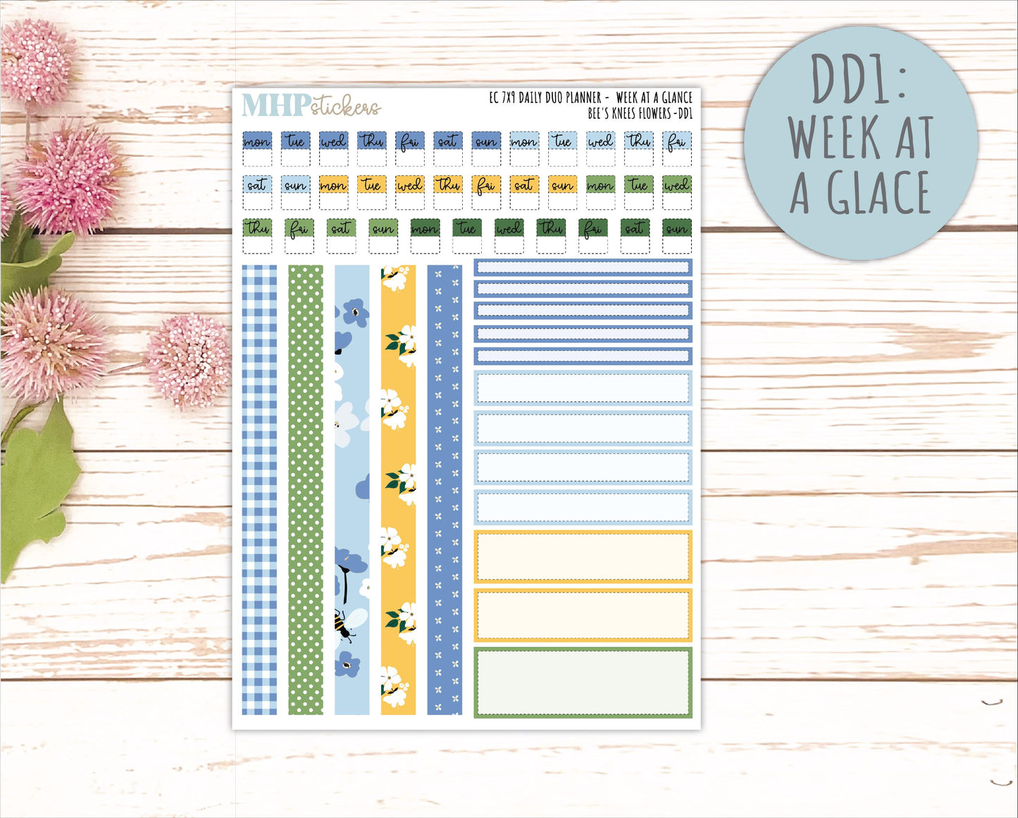 APRIL Daily Duo Sticker Kit for 7x9 Erin Condren Planners. 2026 Collection "Bee's Knees Flowers" || ECDD