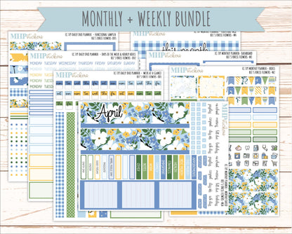 APRIL Daily Duo Sticker Kit for 7x9 Erin Condren Planners. 2026 Collection "Bee's Knees Flowers" || ECDD
