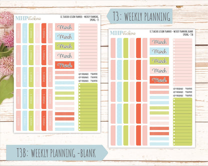 MARCH Stickers for EC Teacher Lesson Planner - Vertical Layout. 2026 Collection "Spring" || ECT
