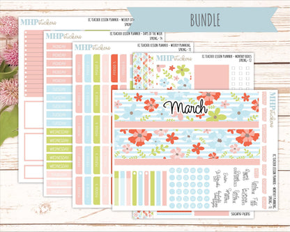 MARCH Stickers for EC Teacher Lesson Planner - Vertical Layout. 2026 Collection "Spring" || ECT