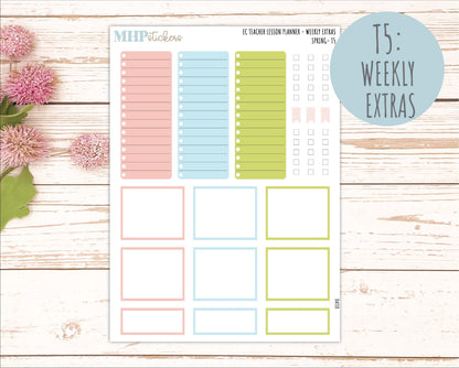 MARCH Stickers for EC Teacher Lesson Planner - Vertical Layout. 2026 Collection "Spring" || ECT