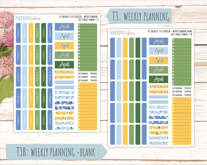 APRIL Stickers for EC Teacher Lesson Planner - Vertical Layout. 2026 Collection "Bee's Knees Flowers" || ECT