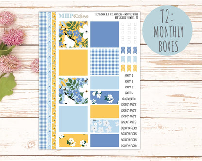 APRIL Stickers for EC Teacher Lesson Planner - Vertical Layout. 2026 Collection "Bee's Knees Flowers" || ECT