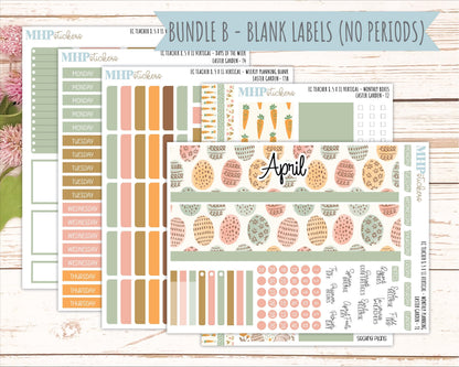 APRIL Stickers for EC Teacher Lesson Planner - Vertical Layout. 2026 Collection "Easter Garden" || ECT