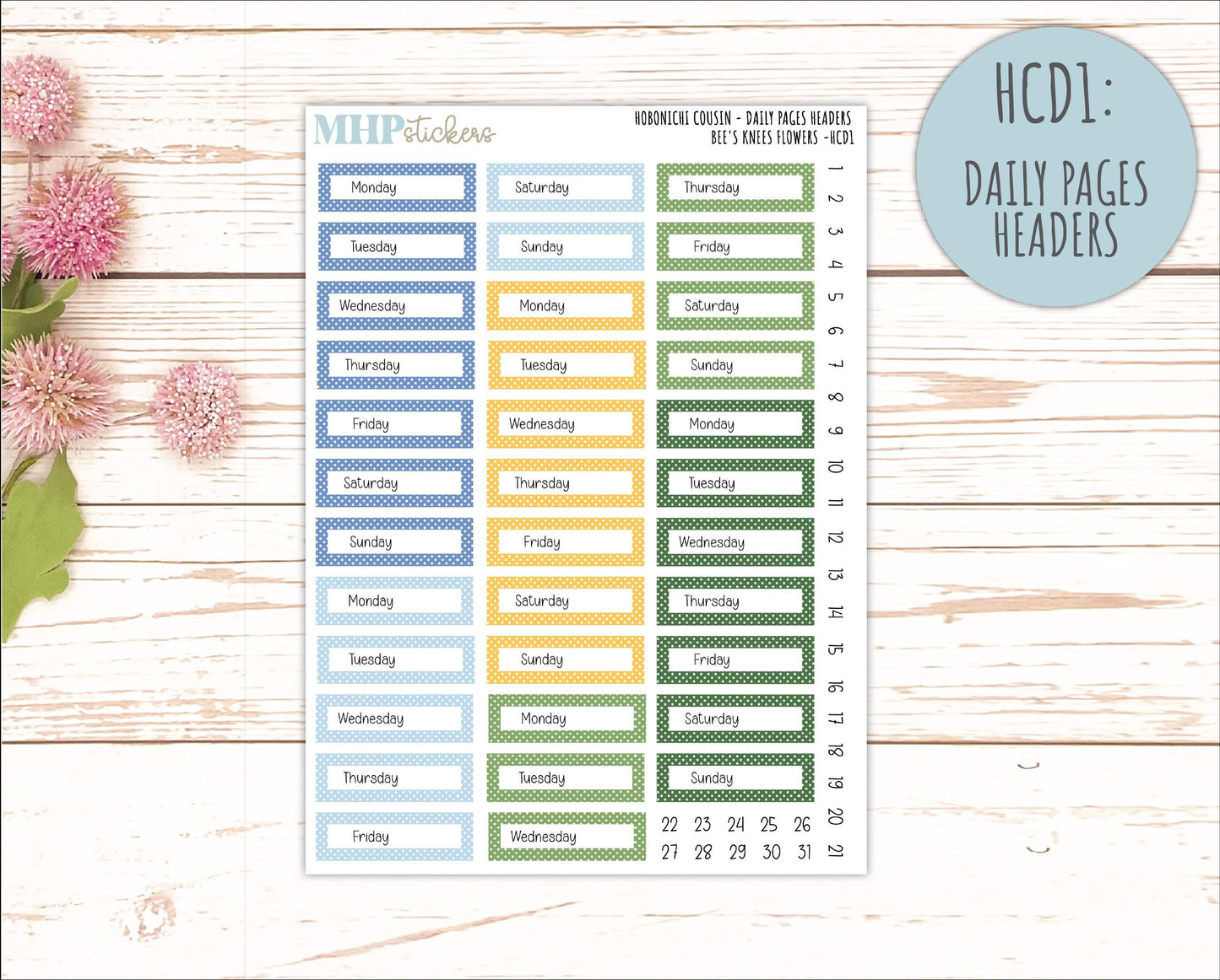 APRIL 2026 Stickers for Hobonichi Cousin. A5 Planners "Bee's Knees Flowers" || HC