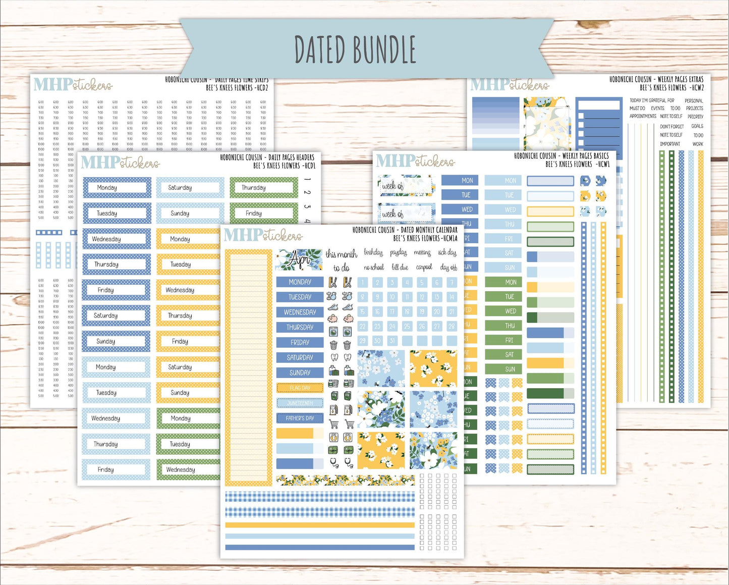 APRIL 2026 Stickers for Hobonichi Cousin. A5 Planners "Bee's Knees Flowers" || HC
