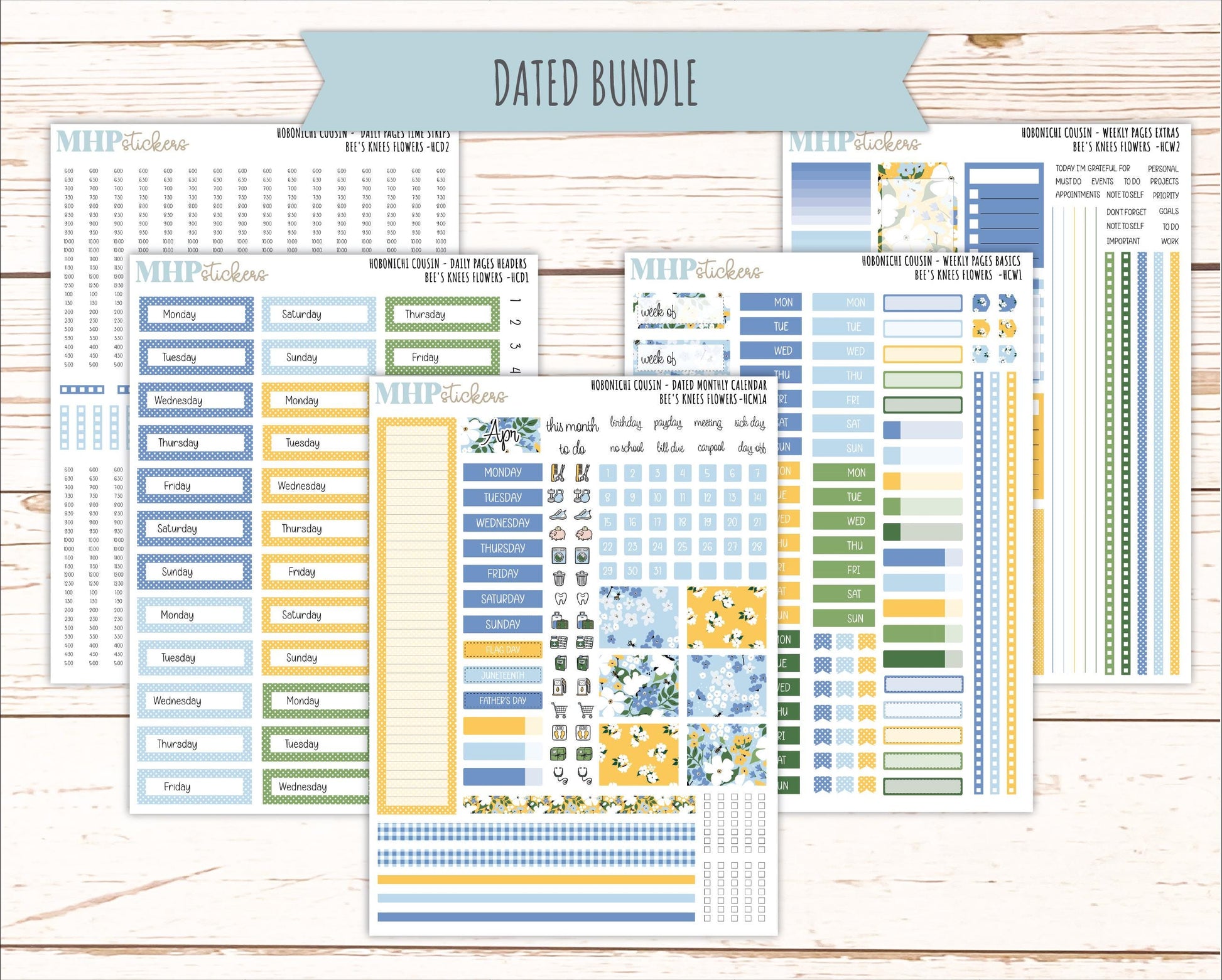 APRIL 2026 Stickers for Hobonichi Cousin. A5 Planners "Bee's Knees Flowers" || HC