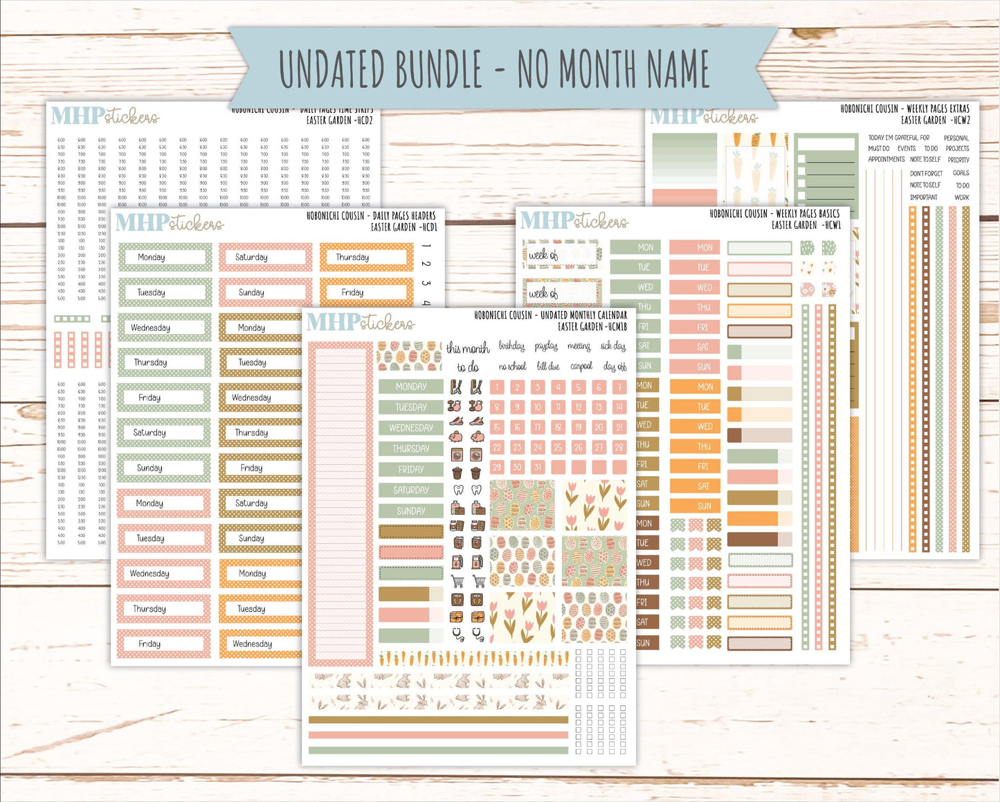 APRIL 2026 Stickers for Hobonichi Cousin. A5 Planners "Easter Garden" || HC