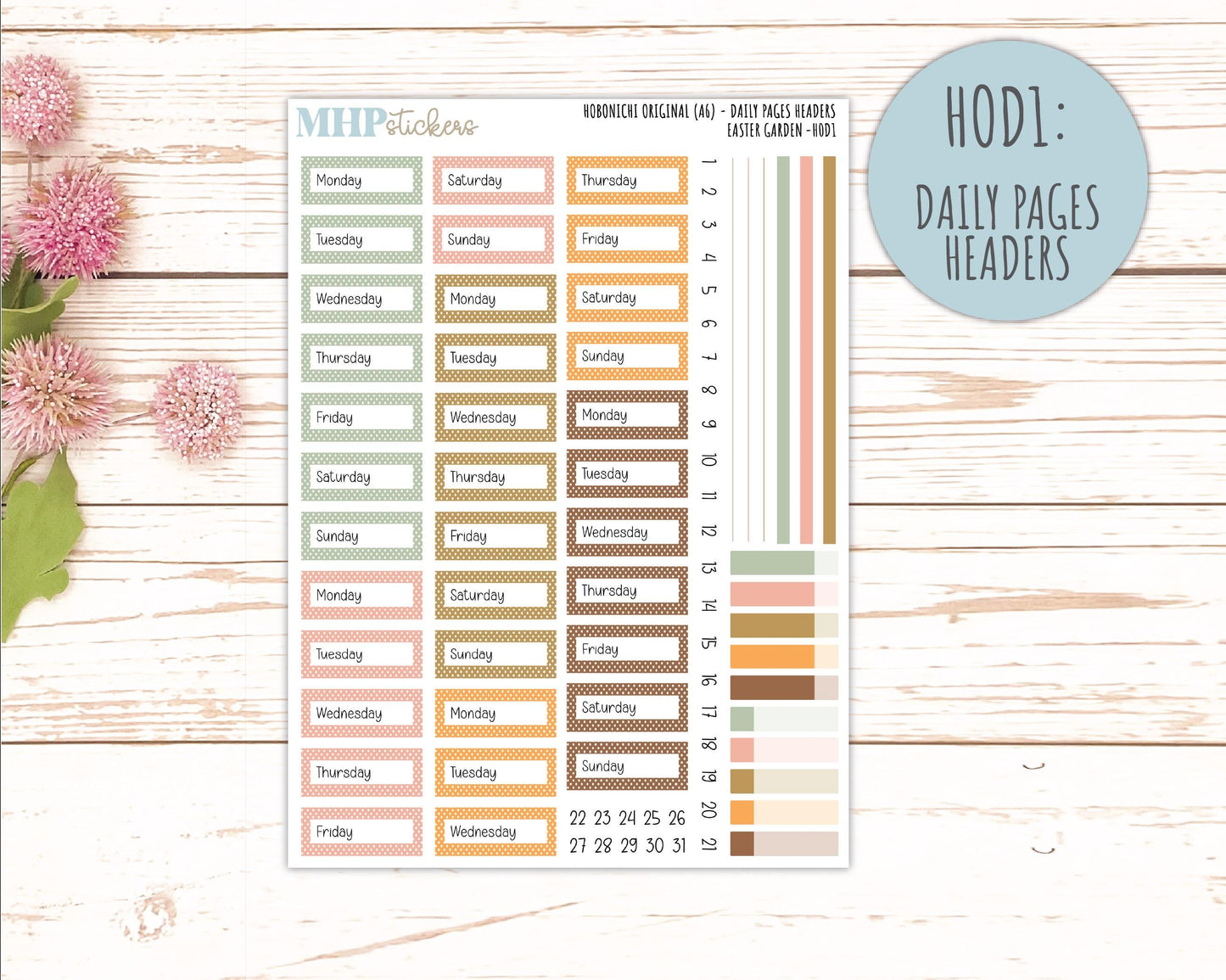 APRIL 2026 Stickers for Hobonichi Techo Original. A6 Planners "Easter Garden" || HO
