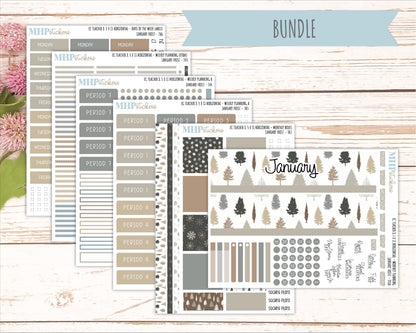 JANUARY Stickers for EC Teacher Lesson Planner - Horizontal Layout. 2026 Collection "January Frost" || ECTH