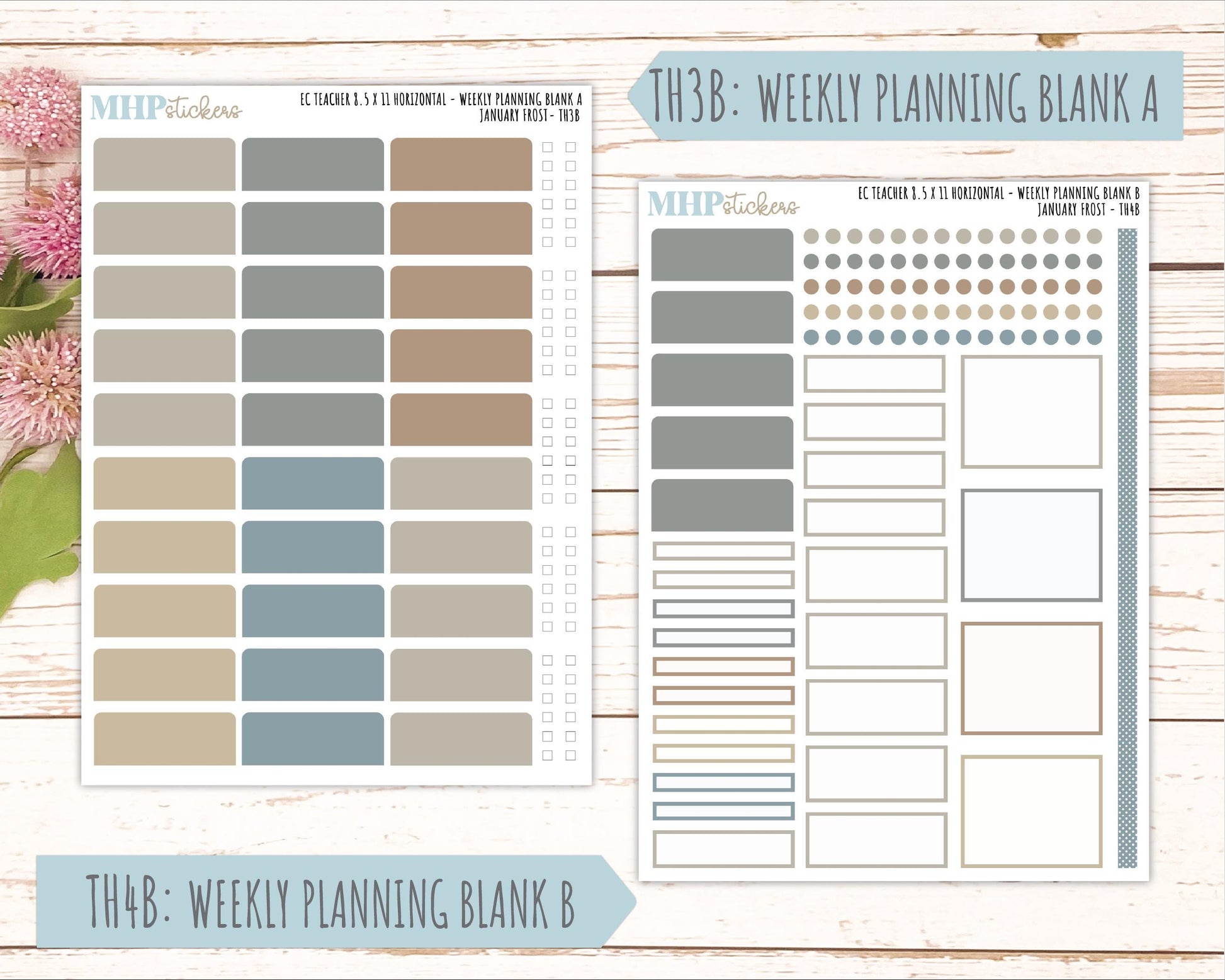 JANUARY Stickers for EC Teacher Lesson Planner - Horizontal Layout. 2026 Collection "January Frost" || ECTH