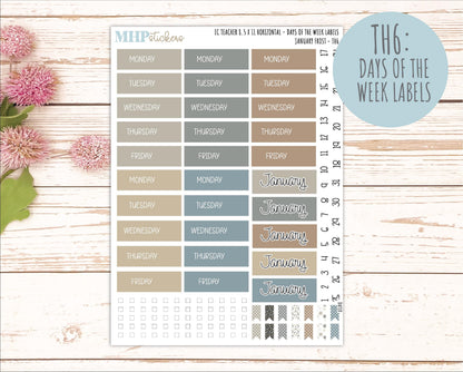 JANUARY Stickers for EC Teacher Lesson Planner - Horizontal Layout. 2026 Collection "January Frost" || ECTH