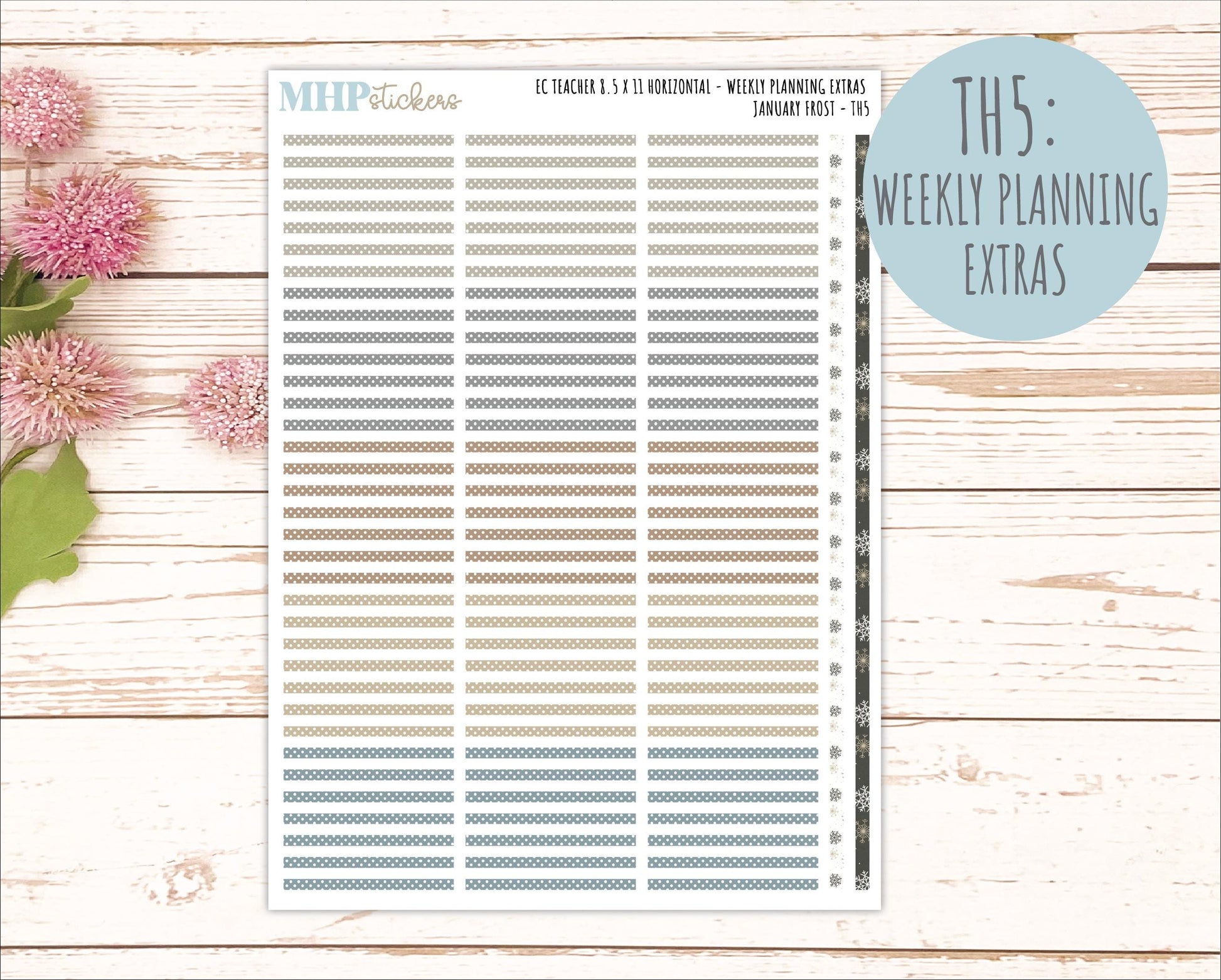 JANUARY Stickers for EC Teacher Lesson Planner - Horizontal Layout. 2026 Collection "January Frost" || ECTH