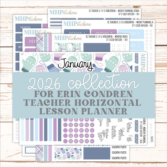 JANUARY Stickers for EC Teacher Lesson Planner - Horizontal Layout. 2026 Collection "It's Cold Outside" || ECTH