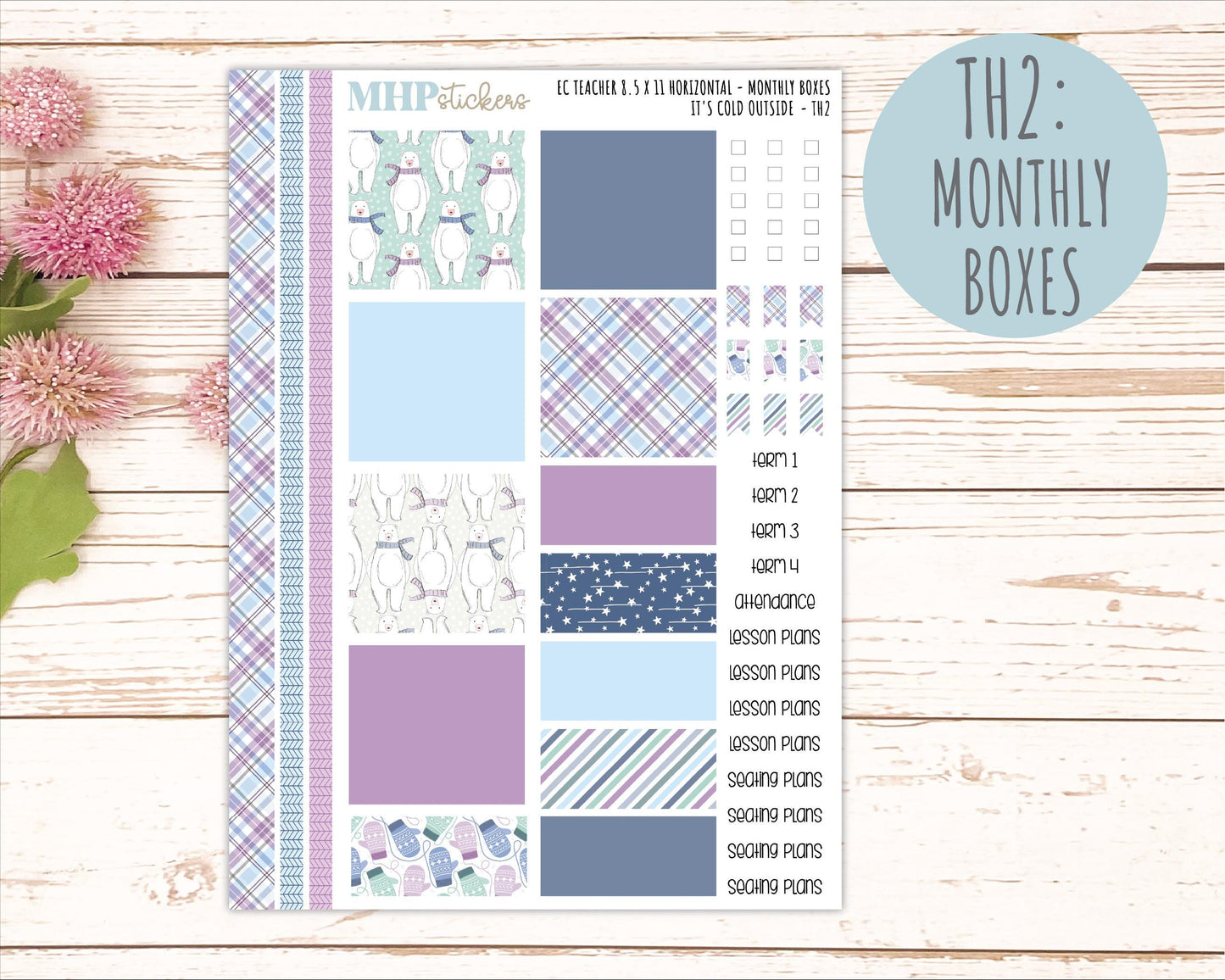 JANUARY Stickers for EC Teacher Lesson Planner - Horizontal Layout. 2026 Collection "It's Cold Outside" || ECTH