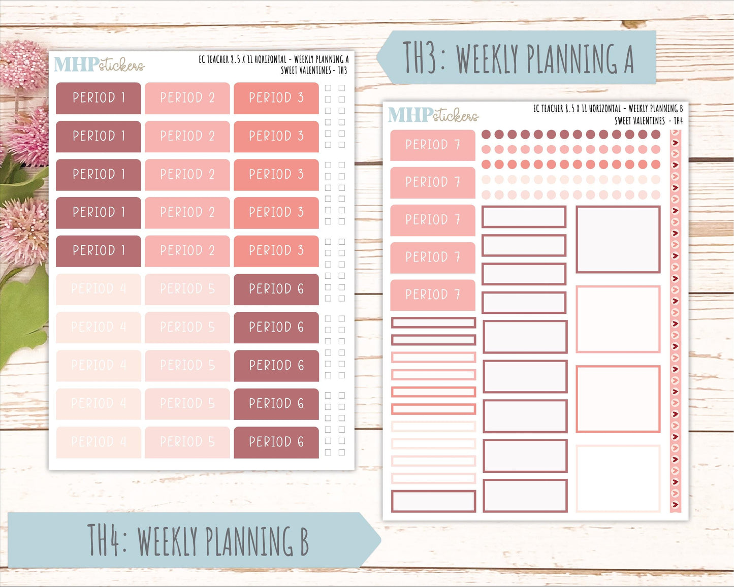 FEBRUARY Stickers for EC Teacher Lesson Planner - Horizontal Layout. 2026 Collection "Sweet Valentine" || ECTH
