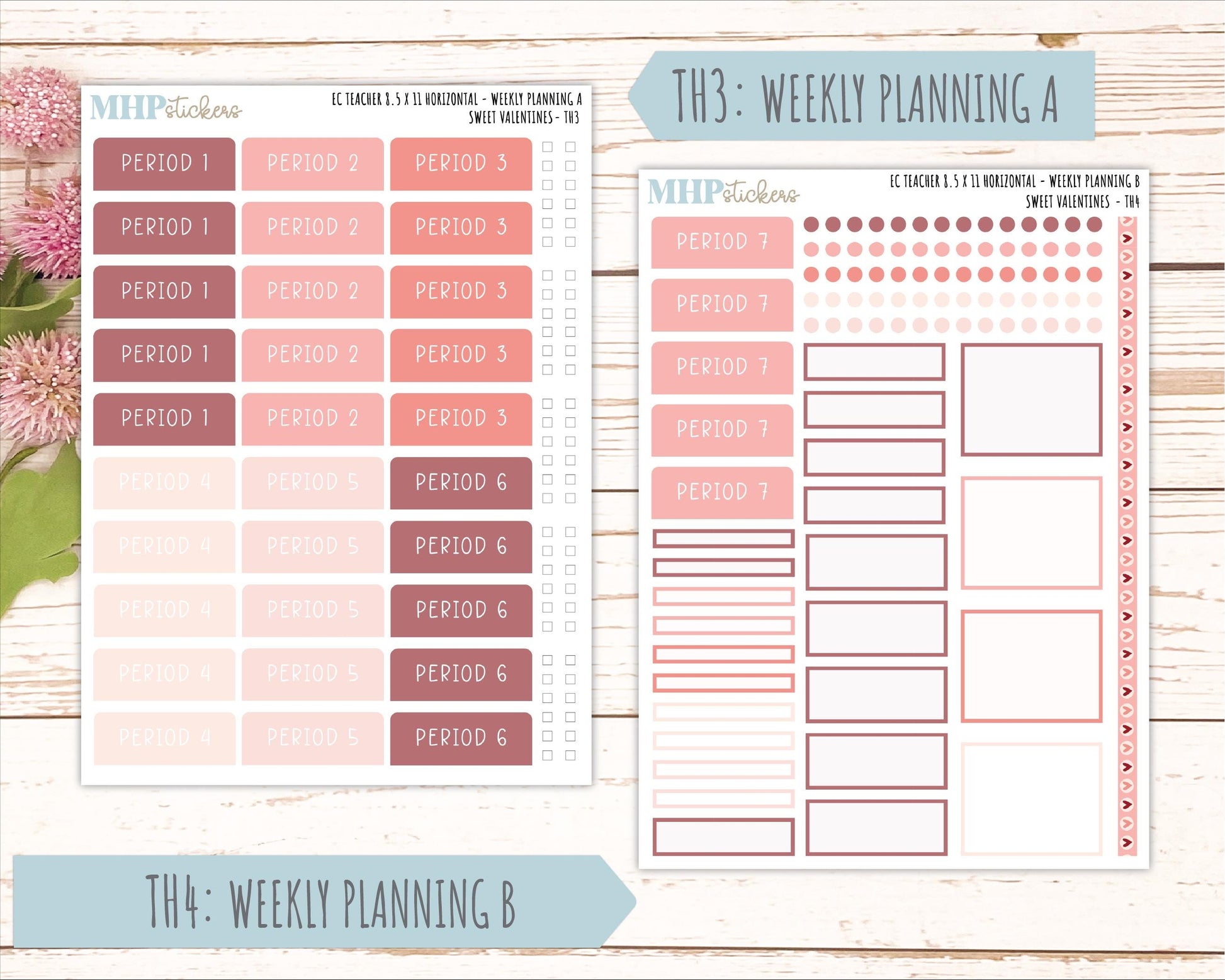 FEBRUARY Stickers for EC Teacher Lesson Planner - Horizontal Layout. 2026 Collection "Sweet Valentine" || ECTH