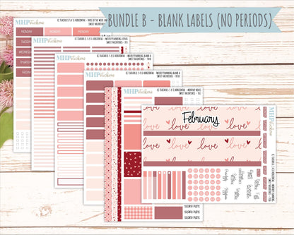 FEBRUARY Stickers for EC Teacher Lesson Planner - Horizontal Layout. 2026 Collection "Sweet Valentine" || ECTH