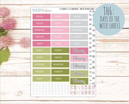 FEBRUARY Stickers for EC Teacher Lesson Planner - Horizontal Layout. 2026 Collection "Fly" || ECTH