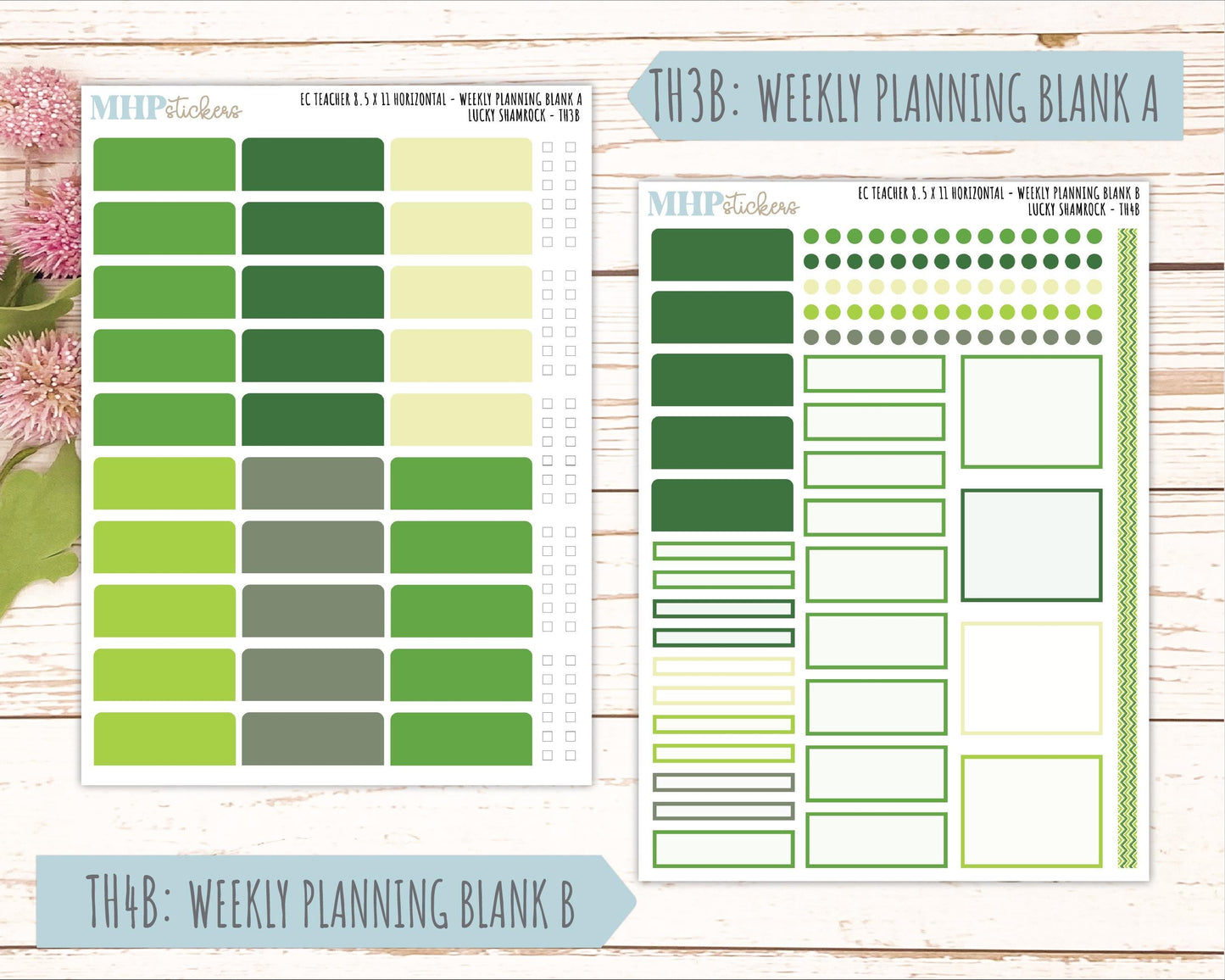 MARCH Stickers for EC Teacher Lesson Planner - Horizontal Layout. 2026 Collection "Lucky Shamrock" || ECTH