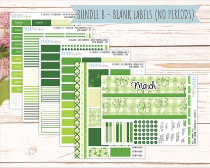 MARCH Stickers for EC Teacher Lesson Planner - Horizontal Layout. 2026 Collection "Lucky Shamrock" || ECTH
