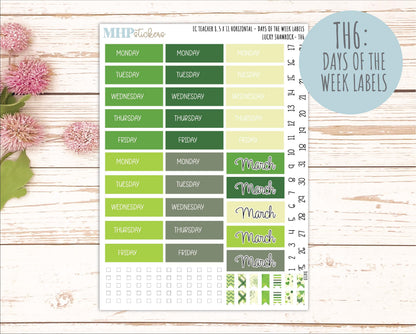 MARCH Stickers for EC Teacher Lesson Planner - Horizontal Layout. 2026 Collection "Lucky Shamrock" || ECTH