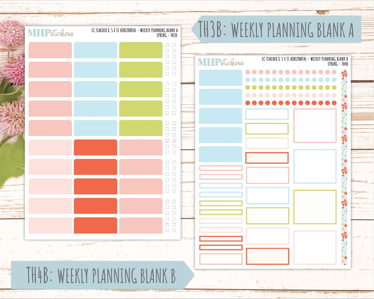MARCH Stickers for EC Teacher Lesson Planner - Horizontal Layout. 2026 Collection "Spring" || ECTH